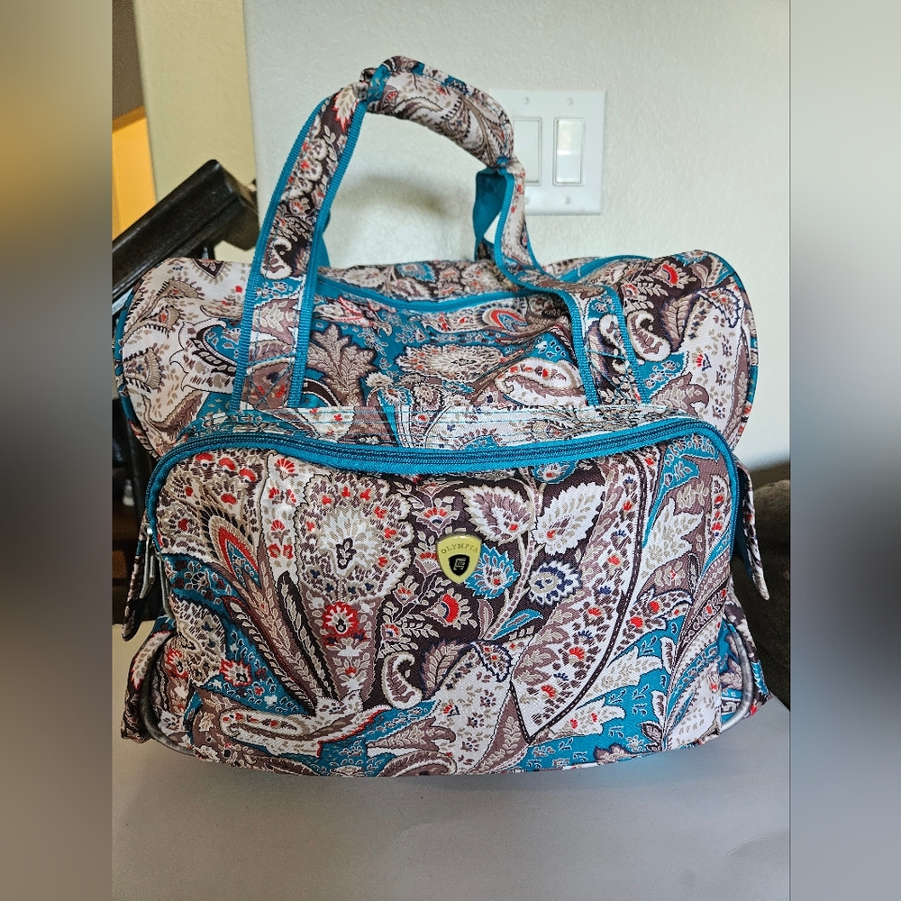 Colorful Paisley Travel Bag with Blue Details